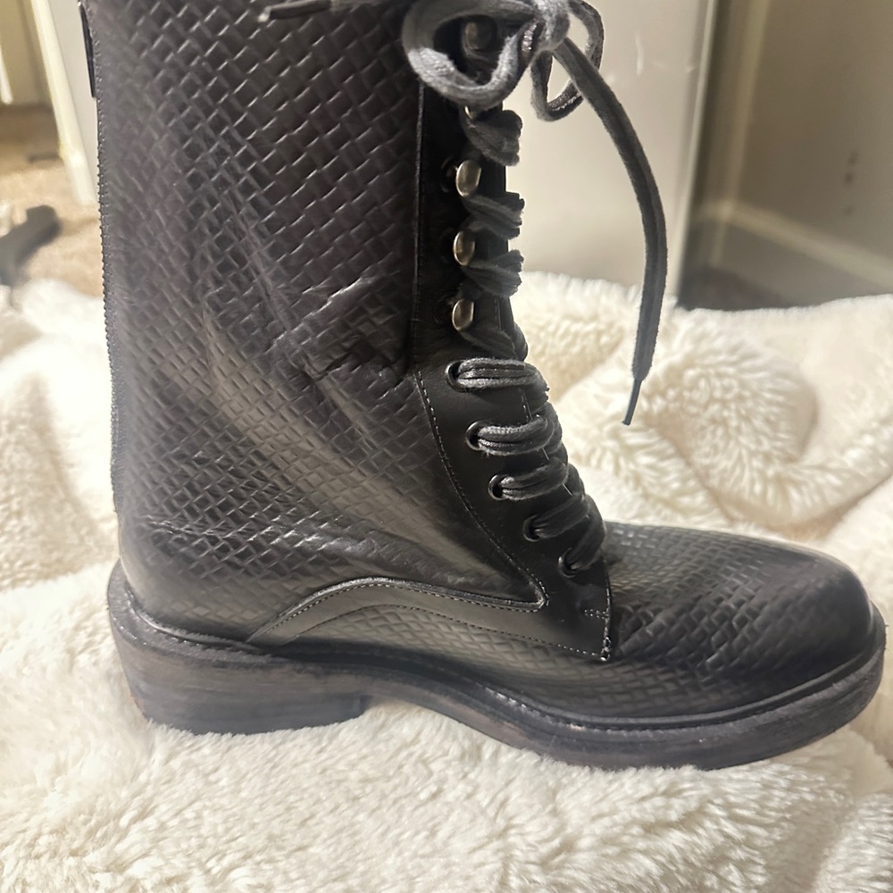 Free People Black Textured Combat Boots.